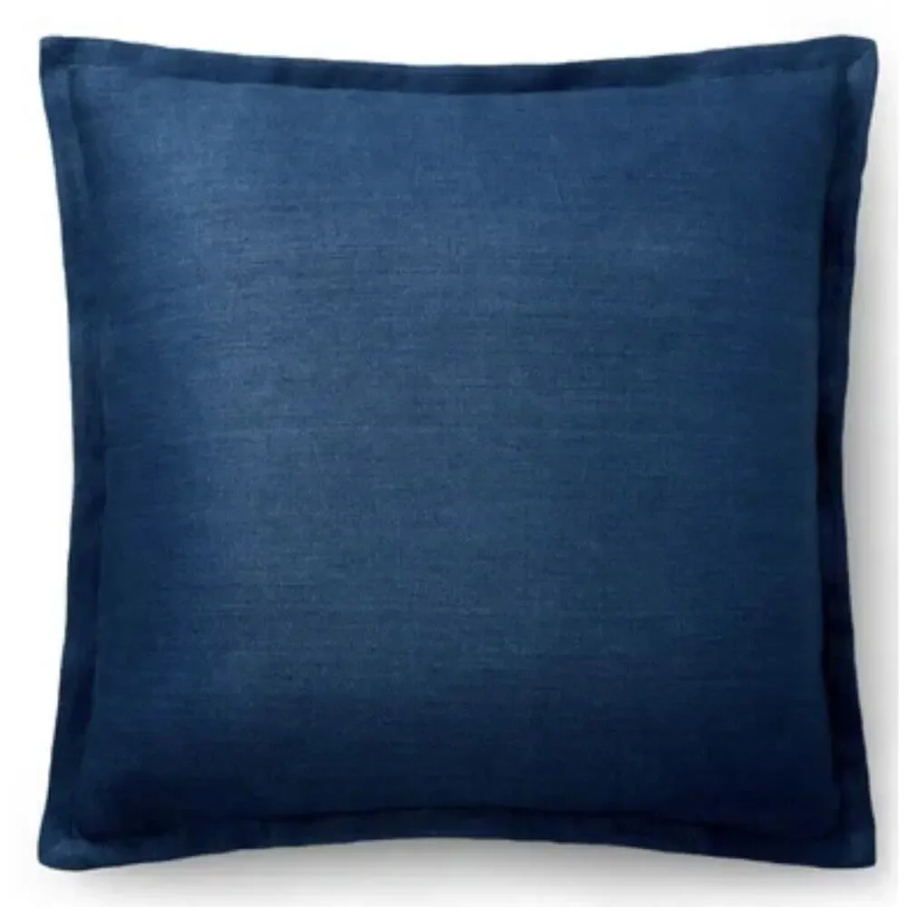 Ralph Lauren Gavin Euro Pillow Shams Indigo Blue 100% Linen Pair Of 2 26” X 26”